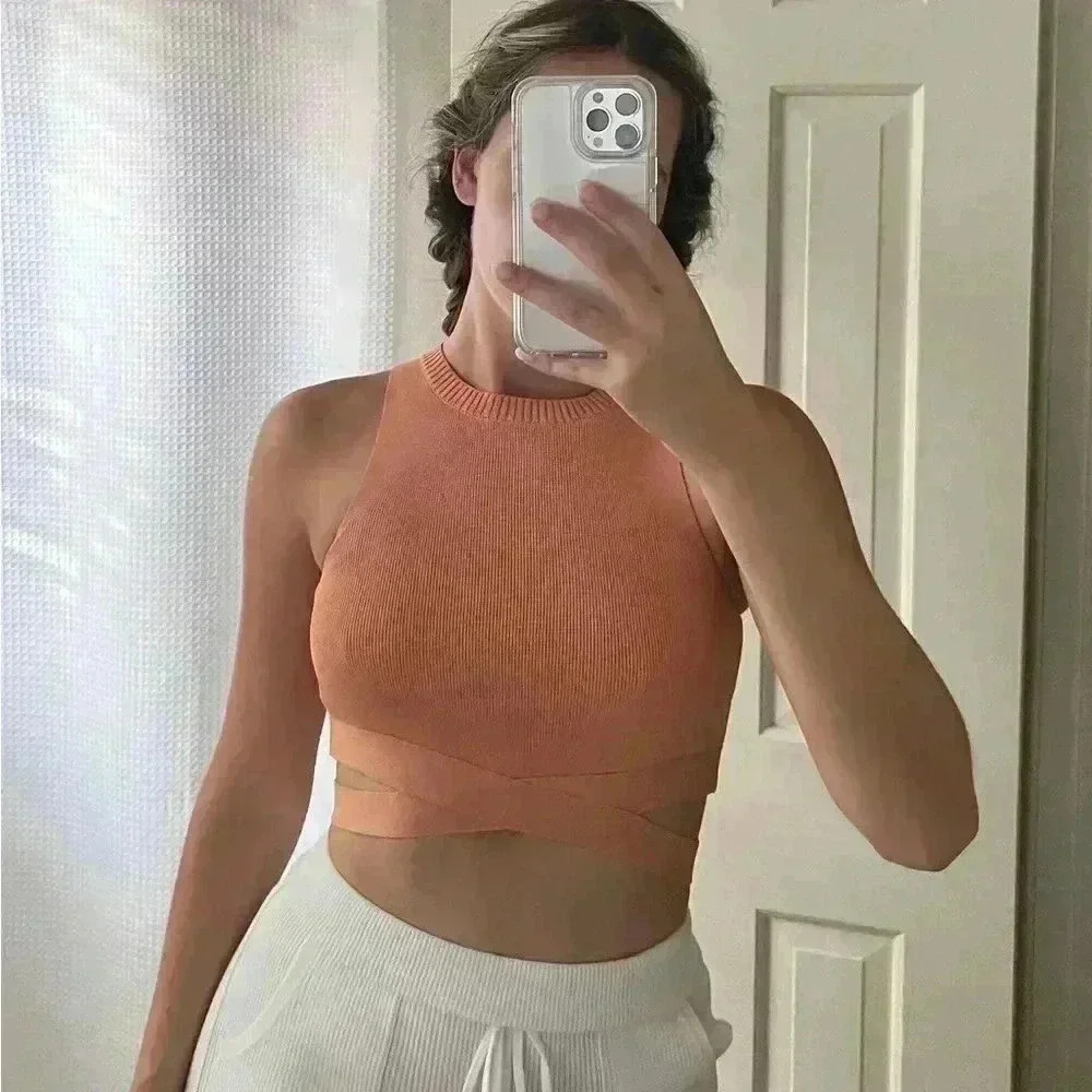 Zara Orange‎ Cut Out Crop Top